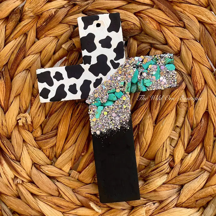 Cow Print Cross Car Freshie