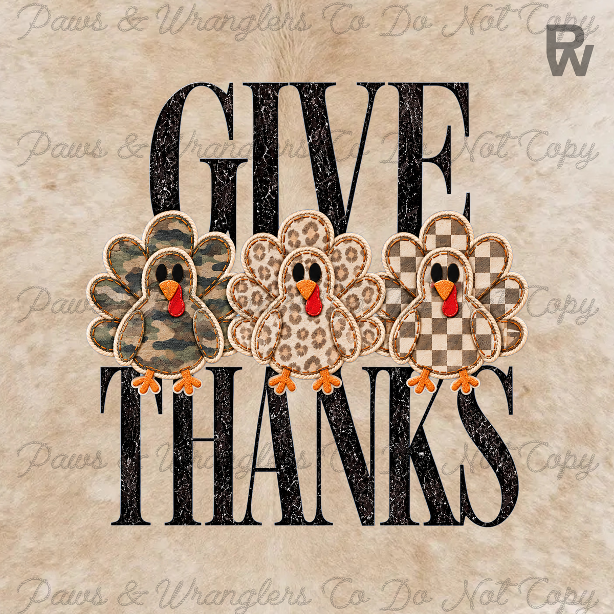 Give Thanks 3 Turkeys -KIDS