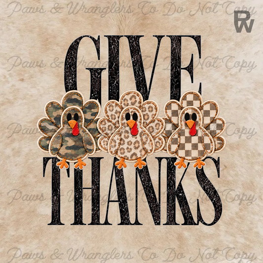 Give Thanks 3 Turkeys -KIDS