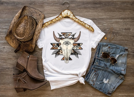 Black & Brown Cow Print Skull