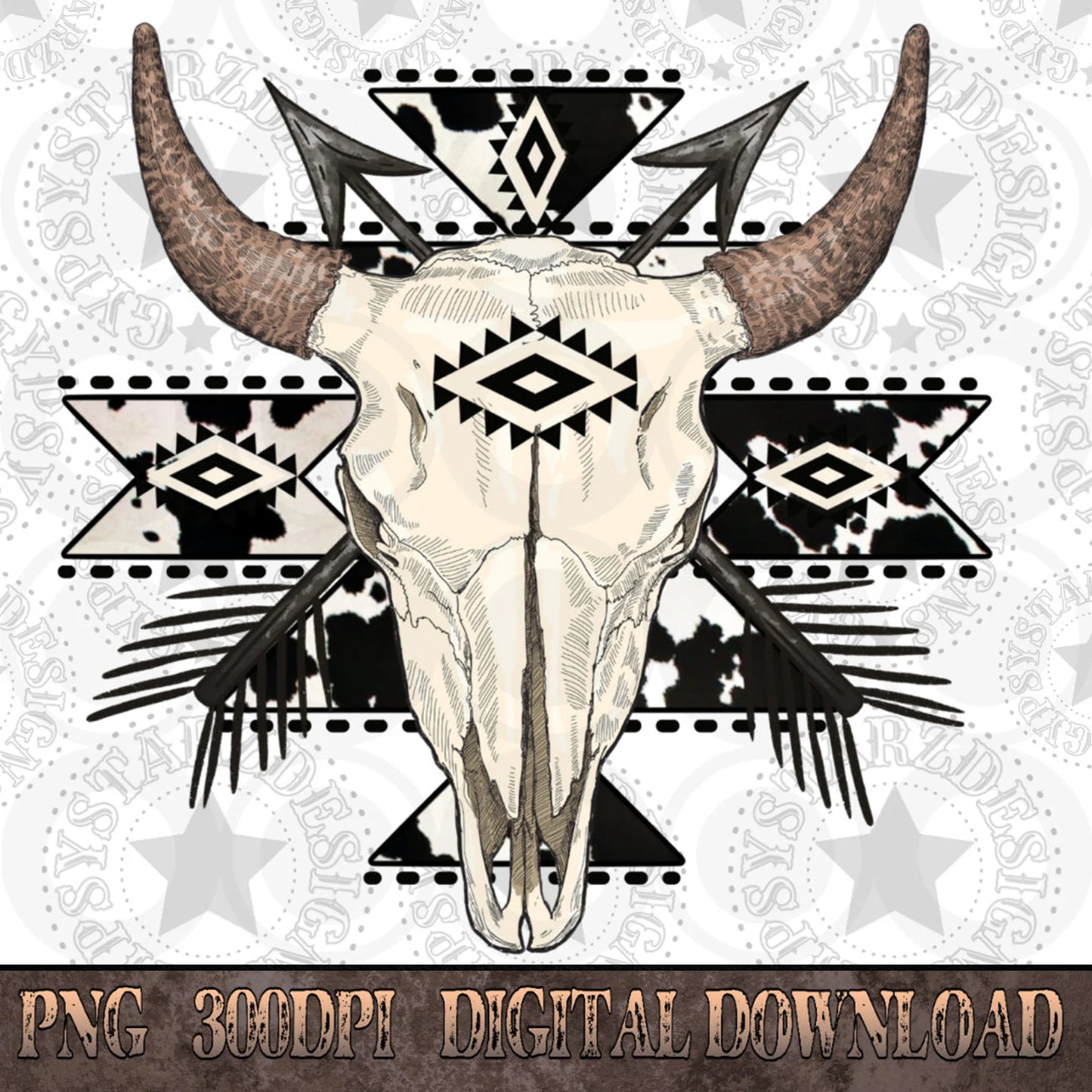 Black Cow Print Skull