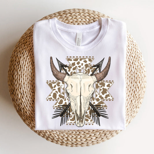 Brown Cow Print Skull