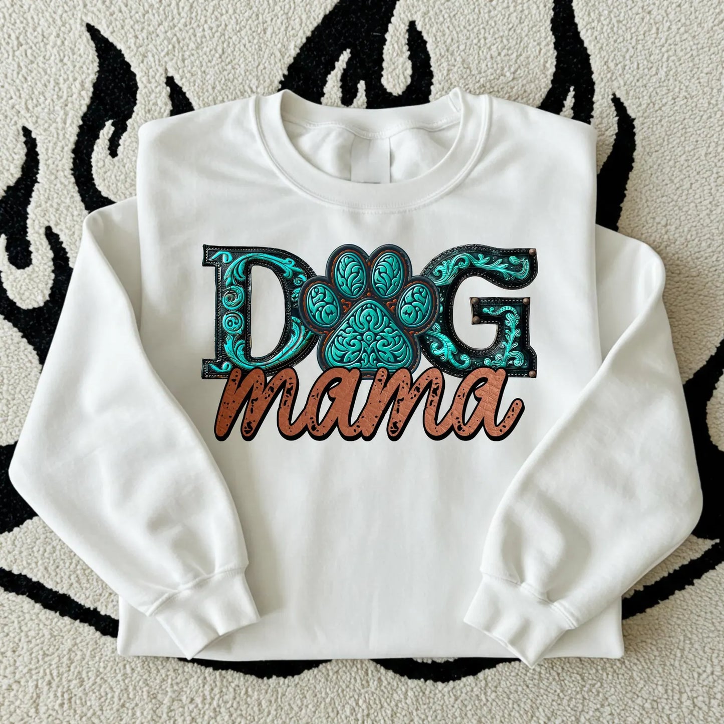 Leather Turquoise Dog Mama