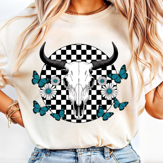 Turquoise Butterfly Skull