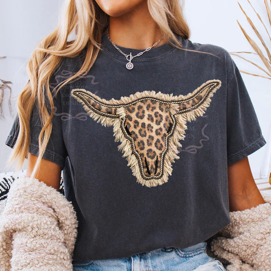 Leopard Cow Skull W/ Fringe - KIDS
