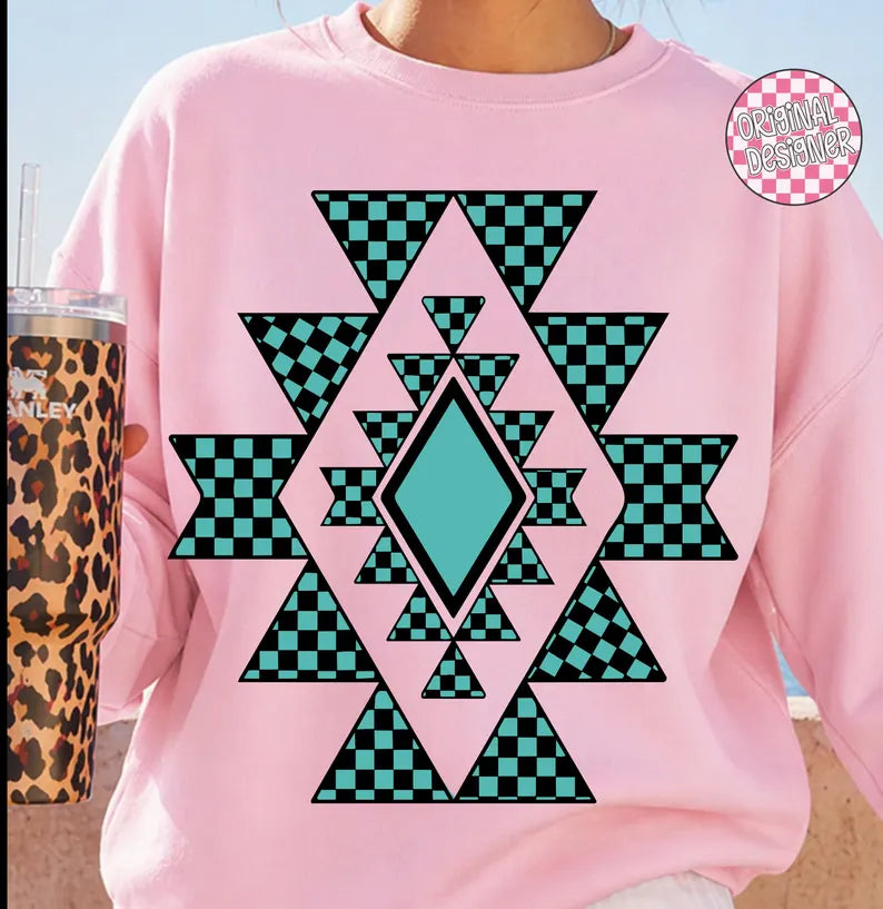 Checkered Western Turquoise