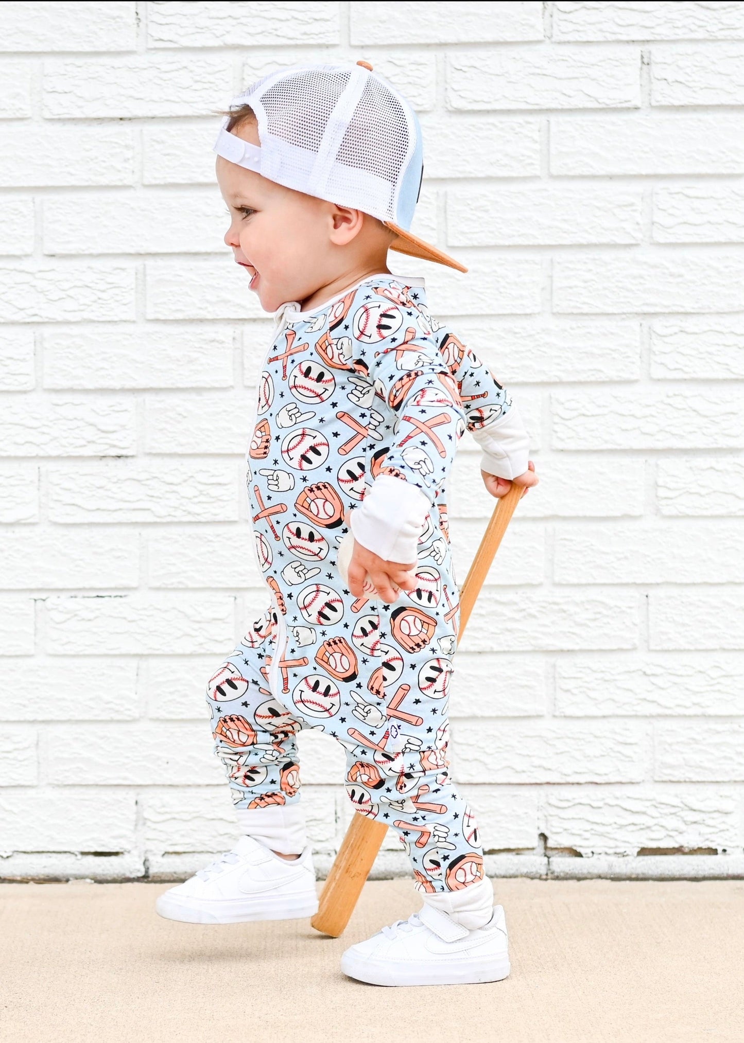 BASEBALL SMILEY DREAM ROMPER -DS