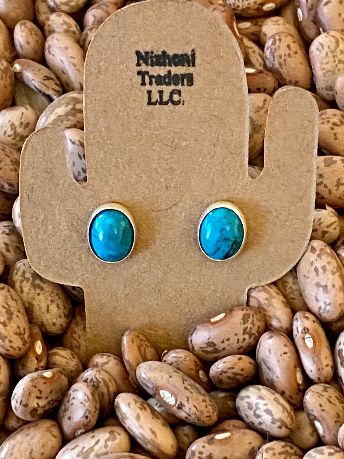 Handcrafted Beautiful Turquoise And Sterling Silver Studs -DS