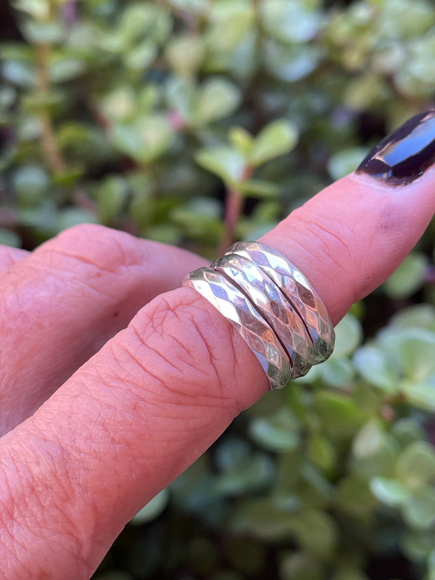 Handcrafted Sterling Silver Diamond Cut Band Stacker -DS