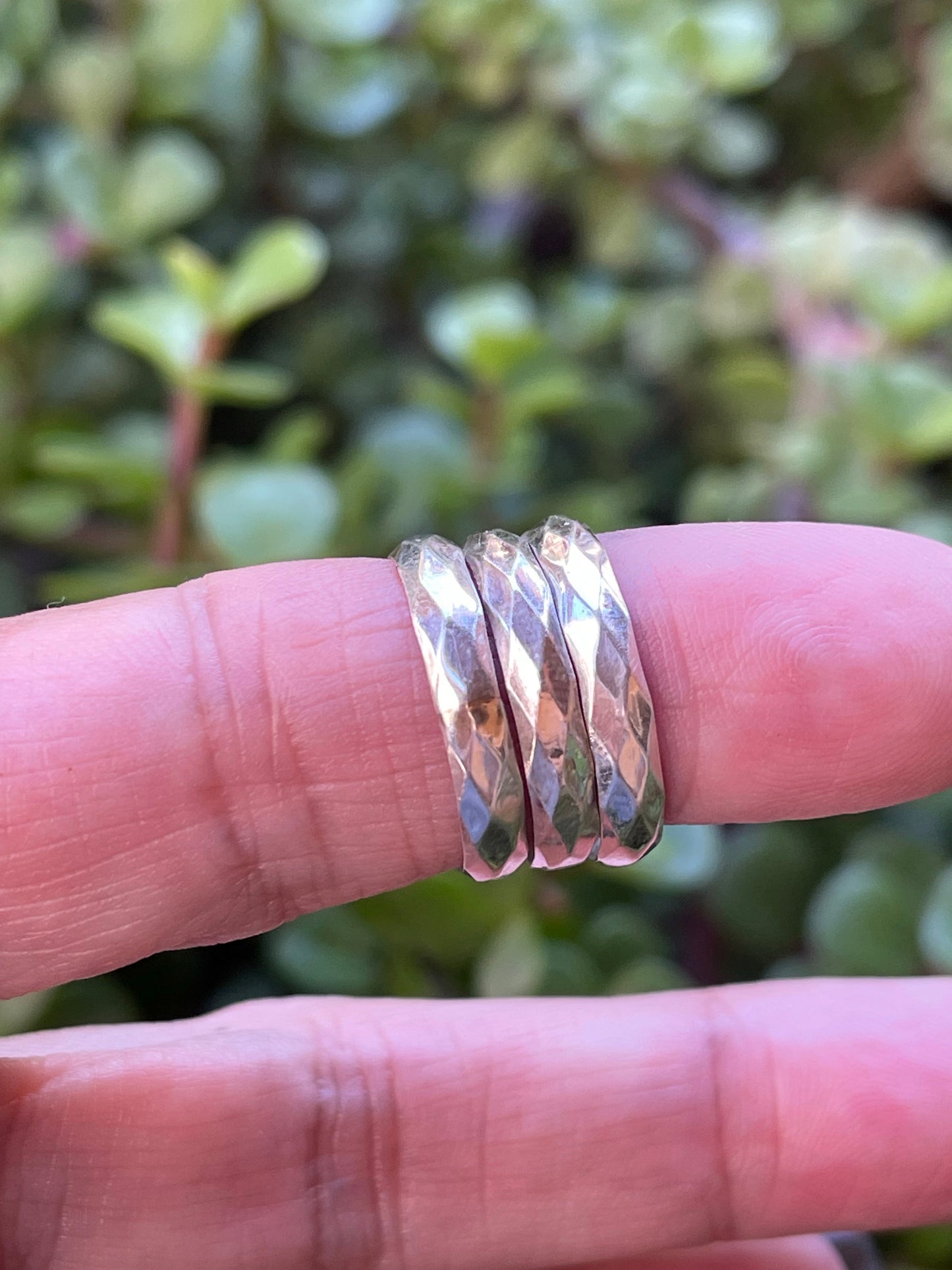 Handcrafted Sterling Silver Diamond Cut Band Stacker -DS