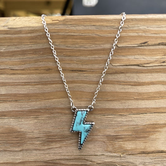 Lightning Bolt Stone Necklace -DS