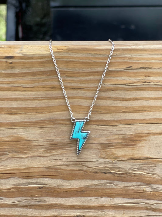 Lightning Bolt Stone Necklace -DS