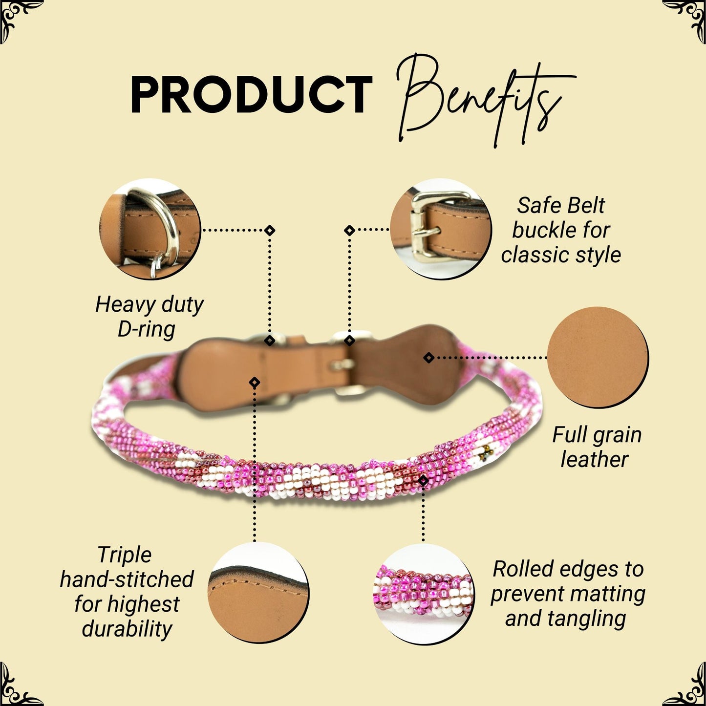 DS- Melrose Sambboho dog collar (rolled)