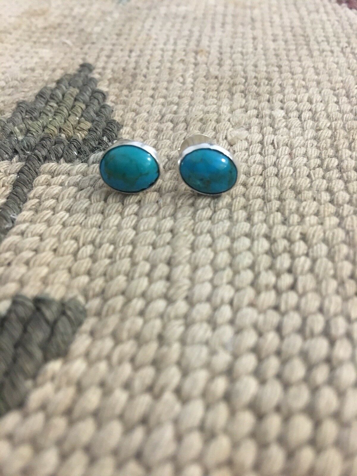 Handcrafted Beautiful Turquoise And Sterling Silver Studs -DS