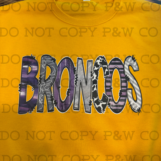 Broncos - Purple Grey and Cow Print