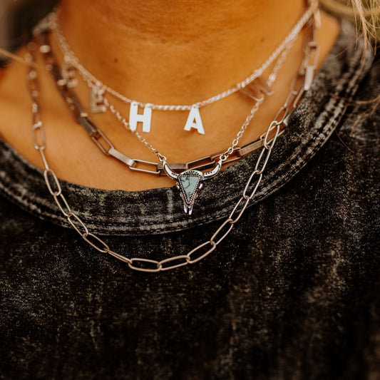 Turquoise Stone Steer Necklace -DS